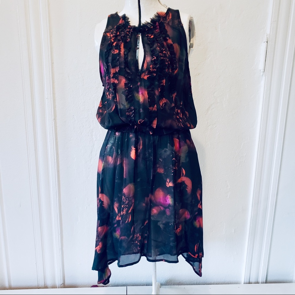 CALVIN RUCKER Candy shop silk dress in black Large